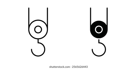 Winch hook icons in black and white colors