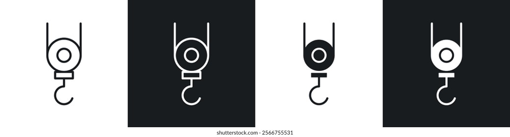 Winch hook icons in Thin line black color. flat simple vector symbols illustration.