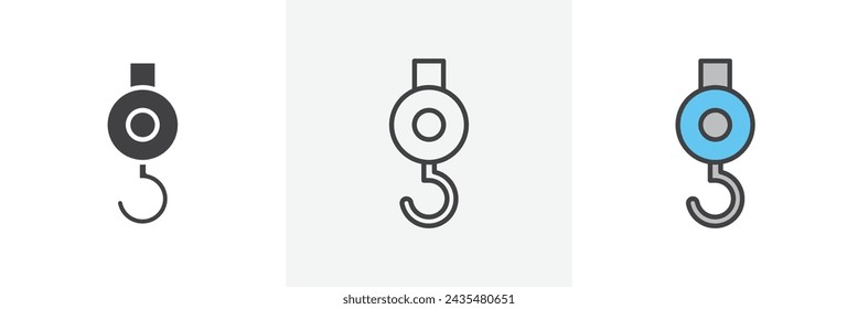 Winch Hook Isolated Line Icon Style Design. Simple Vector Illustration