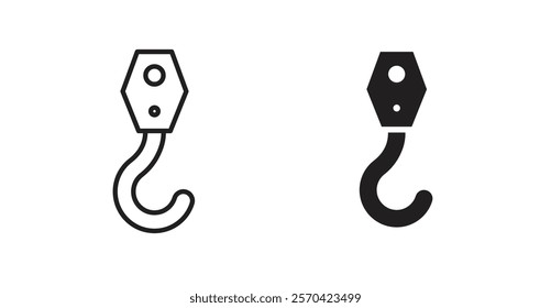 Winch hook vector web icons set