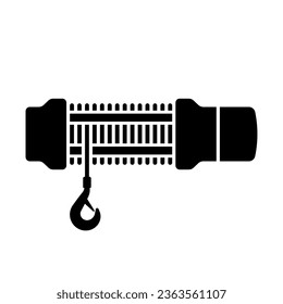 Winch icon. Black silhouette. Front side view. Vector simple flat graphic illustration. Isolated object on a white background. Isolate.