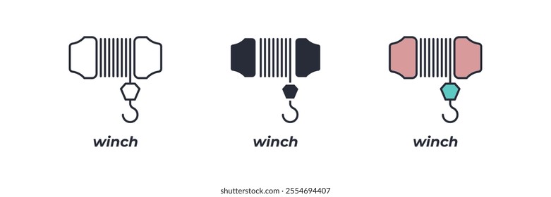 winch icon. winch Symbol sign for mobile concept and web design. Vector icon, Logo illustration, Vector graphics