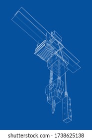 Winch or lifting machine concept outline. Vector rendering of 3d. Wire-frame style. The layers of visible and invisible lines are separated