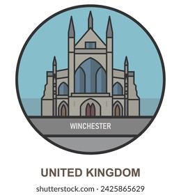 Winchester. Ciudades y pueblos en Reino Unido. Punto de referencia plano