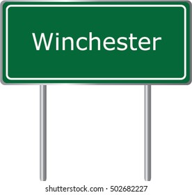 Winchester , Illinois , road sign green vector illustration, road table, USA city