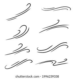 Wind. Abstract Air flow. Black wavy line. Breeze and weather icon. Flat illustration isolated on white background