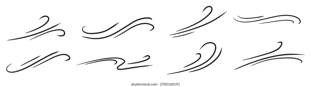 Wind. Abstract Air flow. Black wavy line. Breeze and weather icon