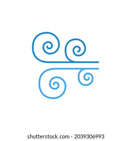 Wind abstract outline vector concept blue modern icon or symbol on white background