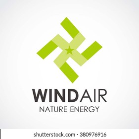 Wind air of circle nature abstract vector and logo design or template ecology energy business icon of company identity symbol concept