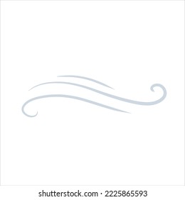 Wind. Air flow. Breeze and weather icon. Flat illustration isolated on white background. Blue wavy line