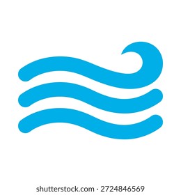 Vento ícone do fluxo de ar azul vetor plano design brisa símbolo de sopro movimento do tempo natureza clima elemento gráfico sinal