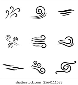 Wind air flow vector icon set. Air icon set vector design template.