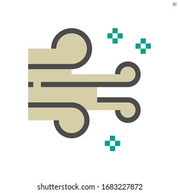 Wind and air pollution vector icon design, 48x48 pixel perfect and editable stroke.