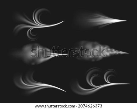 Wind air streams. Realistic flows mist different