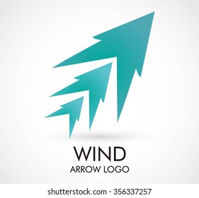 Wind arrow of directional abstract vector and logo design or template navigation business icon of company identity symbol concept