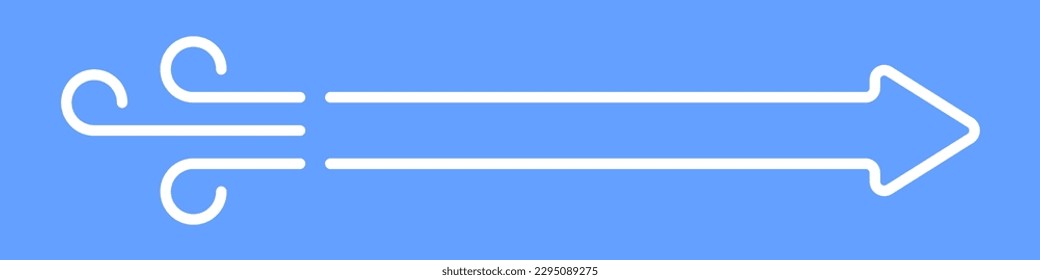 Wind arrow to the right vector. Arrow vector icon. White arrow on a blue background.