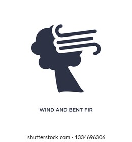 wind and bent fir icon. Simple element illustration from meteorology concept. wind and bent fir editable symbol design on white background. Can be use for web and mobile.