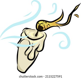 wind blow almost shut its fire off. candle vector illustration