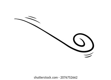 Wind blow in doodle style, vector illustration. Wave cold air during windy weather. Gust symbol outline for print and design .Isolated black line element on a white background