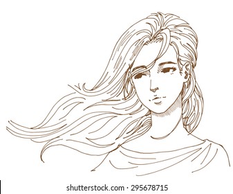 Wind Blowing Hair Stock Illustrations Images Vectors Shutterstock