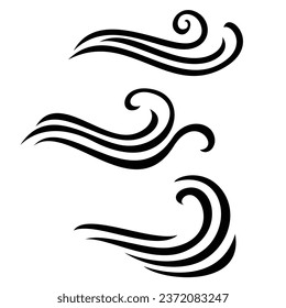 wind blow icon design. outline air flow sign and symbol.