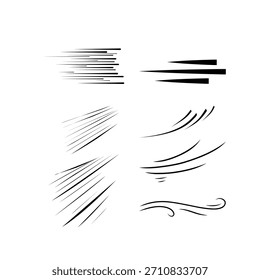 Wind blow icon set featuring swirling breeze shapes, perfect for meteorology visuals and clean windy weather designs.