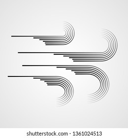 Wind blow icon . Weather symbol .Speed Lines . Vector Illustration . Design element . Abstract Geometric shape . 