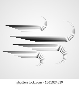 Wind blow icon . Weather symbol .Speed Lines . Vector Illustration . Design element . Abstract Geometric shape . 