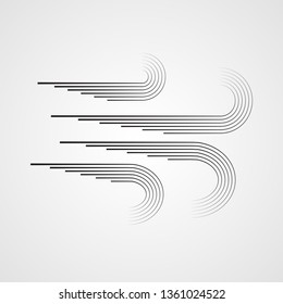 Wind blow icon . Weather symbol .Speed Lines . Vector Illustration . Design element . Abstract Geometric shape . 