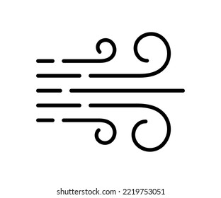 Wind blow line icon. Air flow flat sign. Symbol of windy weather. Climate web design element. Curl line icon. Vector illustration isolated on white background. Editable stroke.