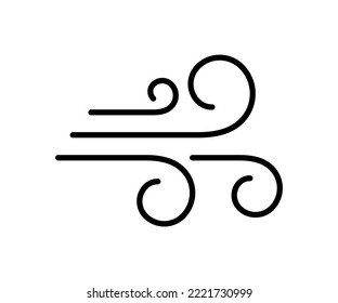 Wind blow line icon. Air flow flat sign. Symbol of windy weather. Climate web design element. Curl line icon. Vector illustration isolated on white background. Editable stroke.