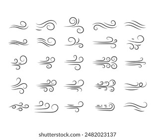 Wind blow line icon. Air flow flat sign. Symbol of windy weather. Climate web design element. Curl line icon. Vector illustration isolated on white background. Editable stroke.