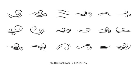 Wind blow line icon. Air flow flat sign. Symbol of windy weather. Climate web design element. Curl line icon. Vector illustration isolated on white background. Editable stroke.