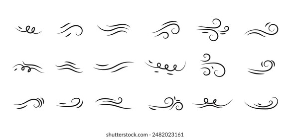 Wind blow line icon. Air flow flat sign. Symbol of windy weather. Climate web design element. Curl line icon. Vector illustration isolated on white background. Editable stroke.