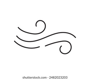 Wind blow line icon. Air flow flat sign. Symbol of windy weather. Climate web design element. Curl line icon. Vector illustration isolated on white background. Editable stroke.