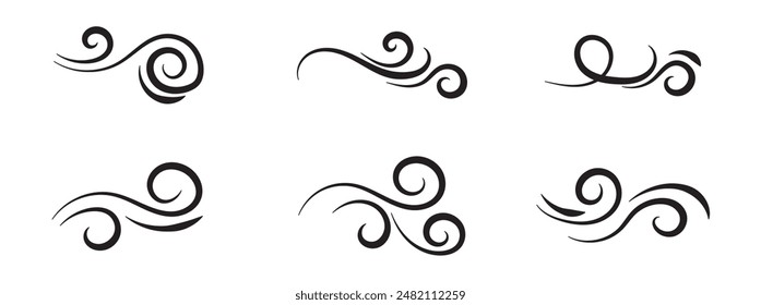 Wind blow line icon. Air flow flat sign. Symbol of windy weather. Climate web design element. Curl line icon. Vector illustration isolated on white background. Editable stroke.