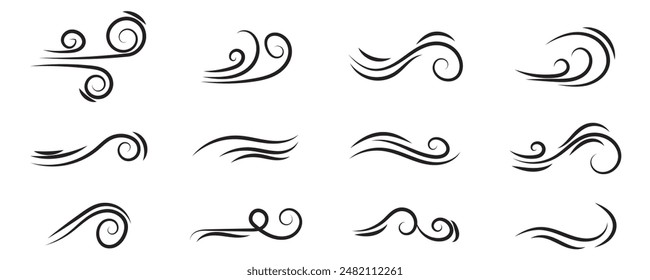 Wind blow line icon fresh vector cloud air isolated speed symbol. Wind blow air line icon logo