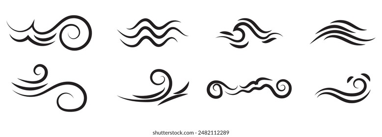 Wind blow line icon fresh vector cloud air isolated speed symbol. Wind blow air line icon logo