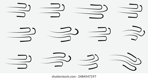Wind blow line vector. Wind icon set for web, banner, web design, graphic design, website. 