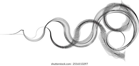 Líneas de soplado de viento. Onda de fluido lineal de flujo Abstractas. Patrón de líneas curvas . Logotipo del movimiento del soplo del aire .Onda de sonido de la música . Icono de viento .Ilustración vectorial