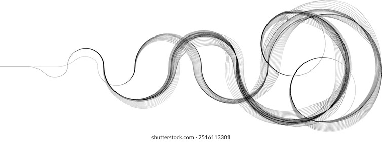 Líneas de soplado de viento. Onda de fluido lineal de flujo Abstractas. Patrón de líneas curvas . Logotipo del movimiento del soplo del aire .Onda de sonido de la música . Icono de viento .Ilustración vectorial