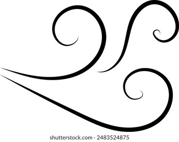 Wind blow vector symbol, air puff line icons on white background, outline flat illustration of windy stormy weather, wind doodle graphics