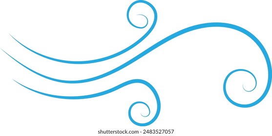Wind blow vector symbol, air puff line icons on white background, outline flat illustration of windy stormy weather, wind doodle graphics