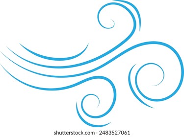 Wind blow vector symbol, air puff line icons on white background, outline flat illustration of windy stormy weather, wind doodle graphics