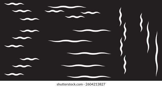 Wind blow vector symbol, air puff line icons on white background, outline flat illustration of windy stormy weather, wind doodle graphics. EPS10