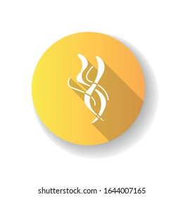 Wind blow yellow flat design long shadow glyph icon. Cold fresh air swirl. Good smell. Aromatic fragrance. Smoke puff, steam curls, breeze. Blowing windy spirals. Silhouette RGB color illustration