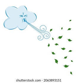 wind blowing cloud, leaves flying