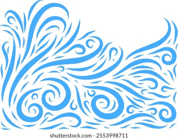 Wind blowing hand drawn doodle art with blue lines filling the paper. Creative abstract vector illustration suitable for wallpaper, drawing books, covers. Isolated on white background