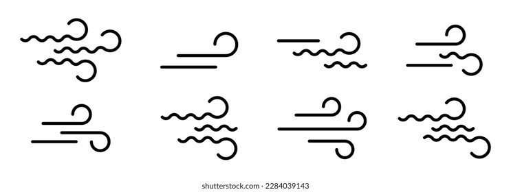 Wind blühende Symbole. Wind-Symbol-Set. Windflusssymbole. EPS10