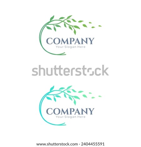 wind blowing leaves logo abstract vector template illustration